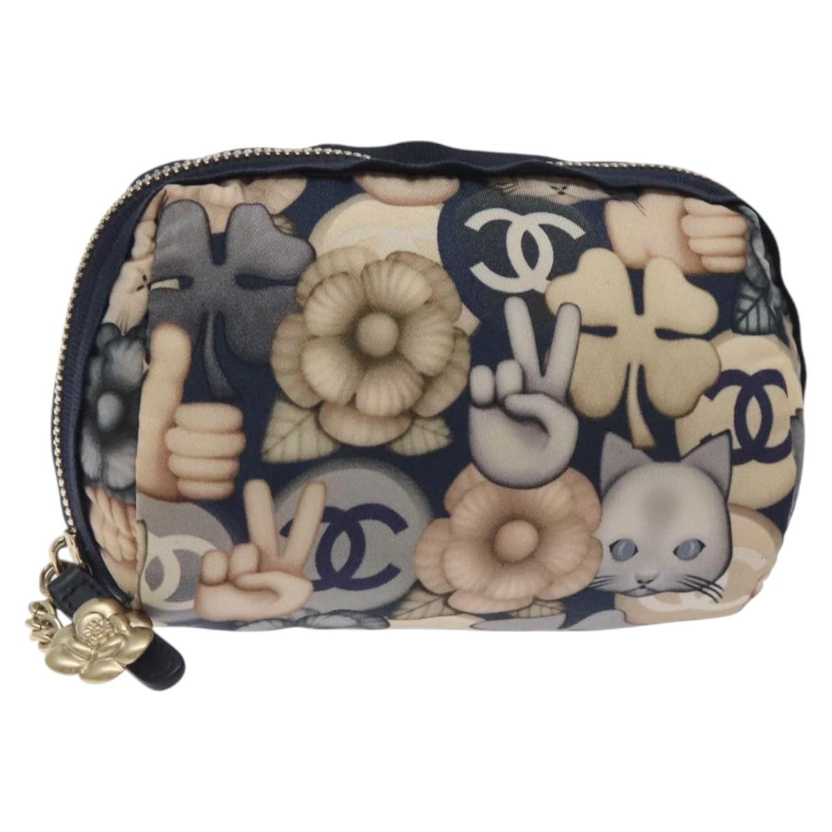 CHANEL COCO Mark Pouch Nylon Navy CC Auth 129975V