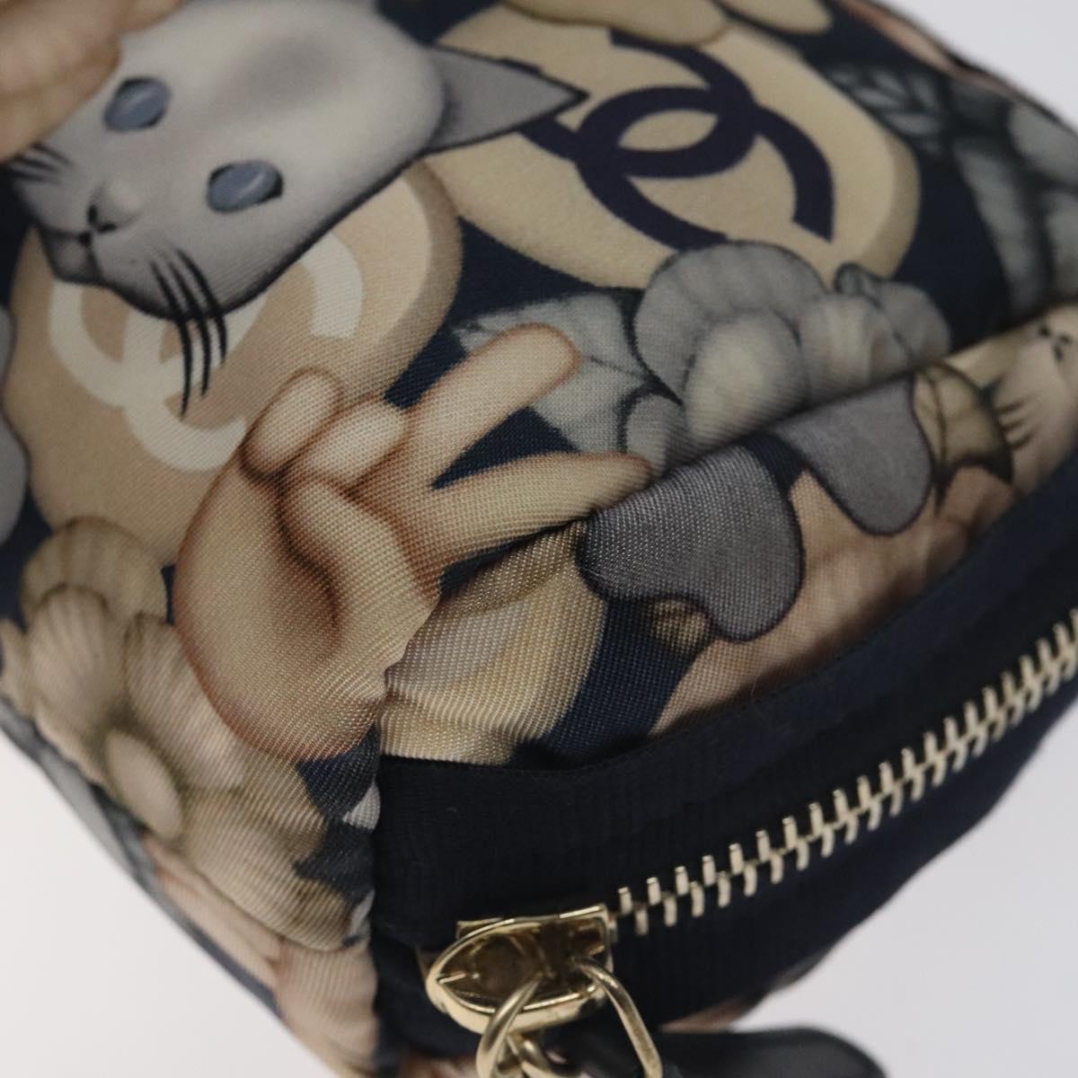 CHANEL COCO Mark Pouch Nylon Navy CC Auth 129975V