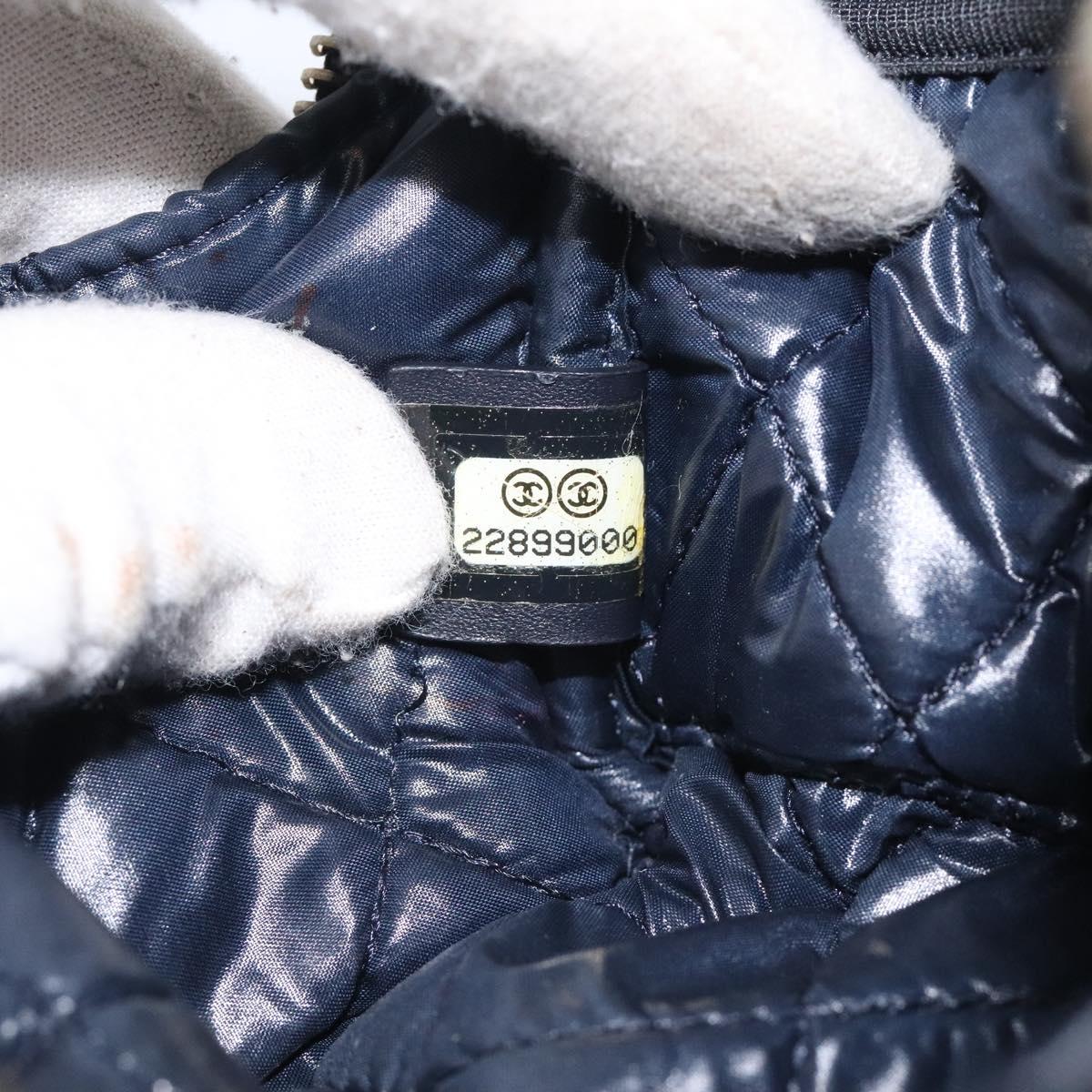 CHANEL COCO Mark Pouch Nylon Navy CC Auth 129975V