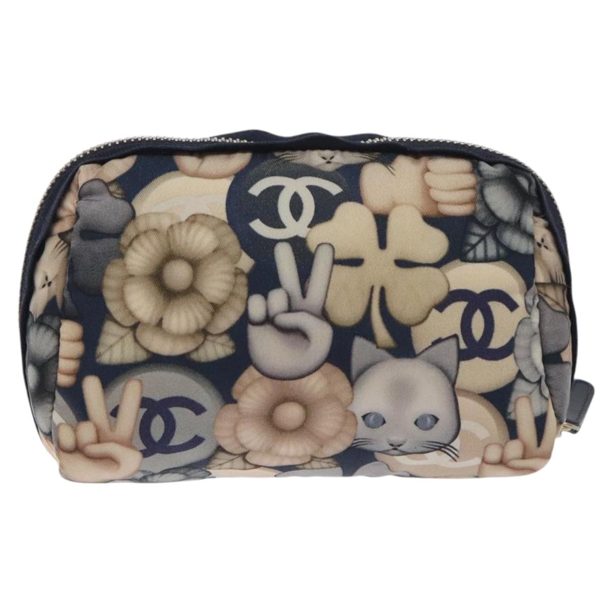 CHANEL COCO Mark Pouch Nylon Navy CC Auth 129975V