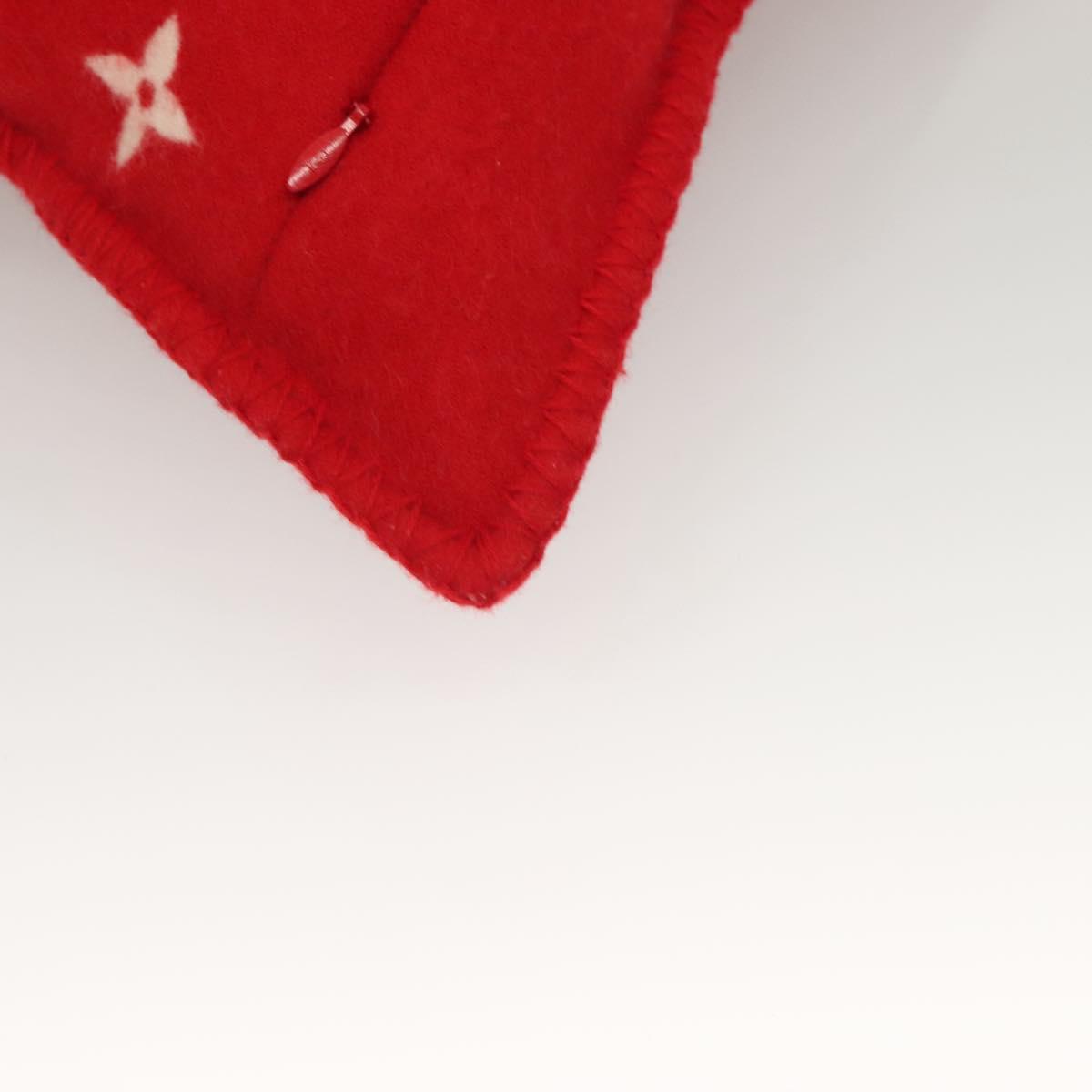LOUIS VUITTON Pillow Cushion Wool Red MP1886 LV Auth 129979M