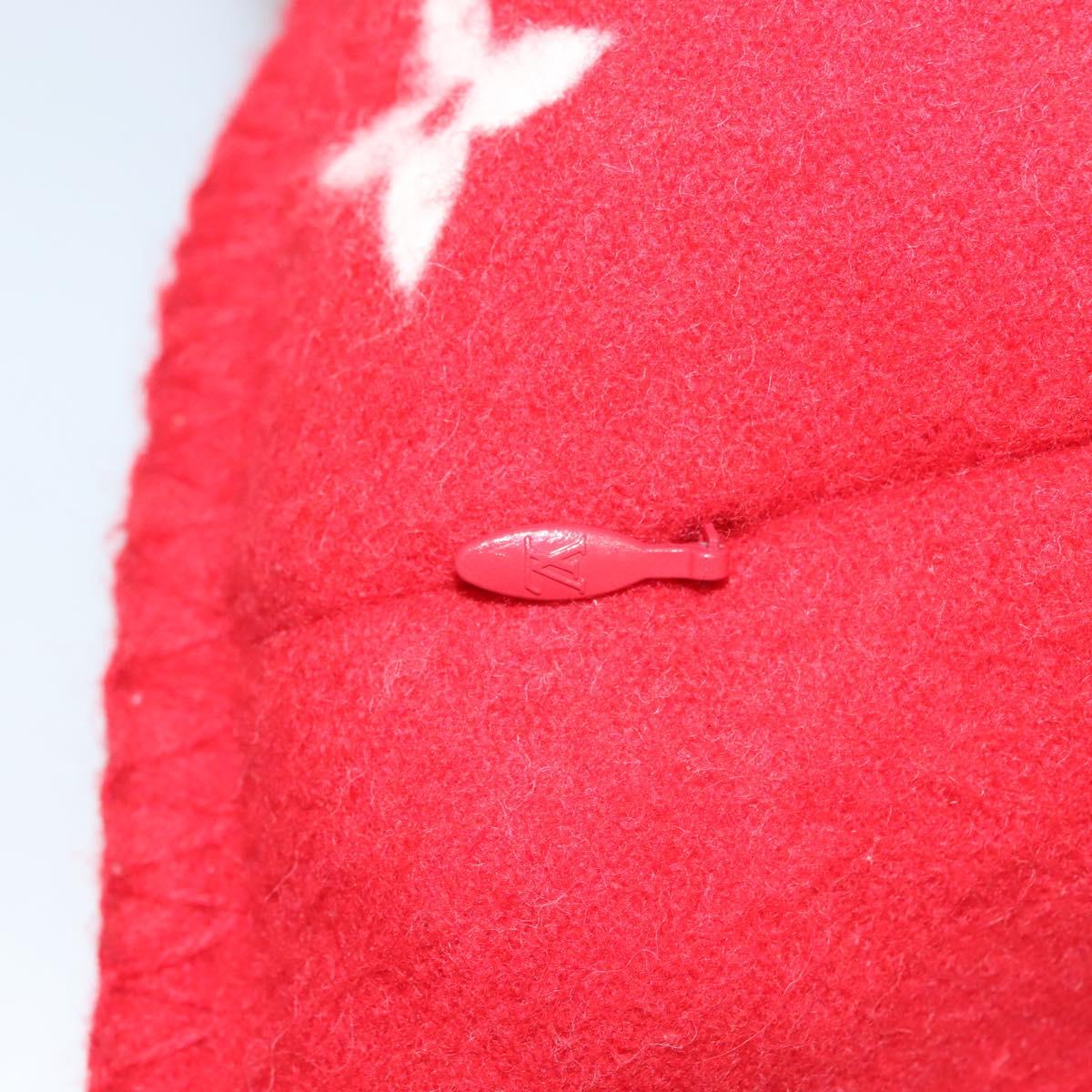 LOUIS VUITTON Pillow Cushion Wool Red MP1886 LV Auth 129979M