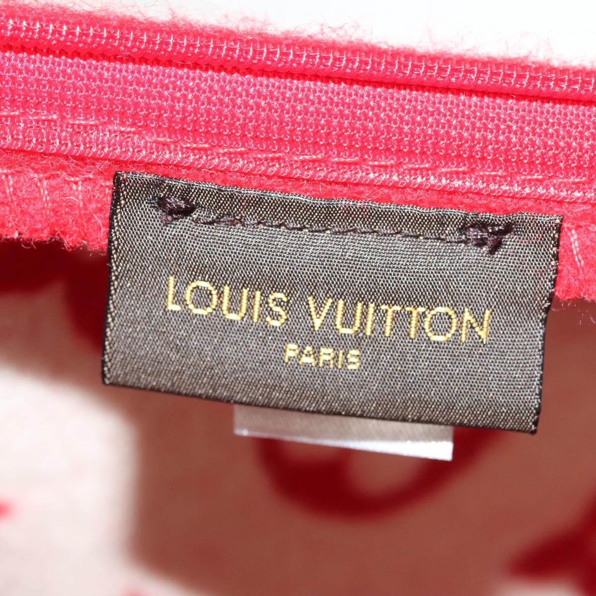 LOUIS VUITTON Pillow Cushion Wool Red MP1886 LV Auth 129979M