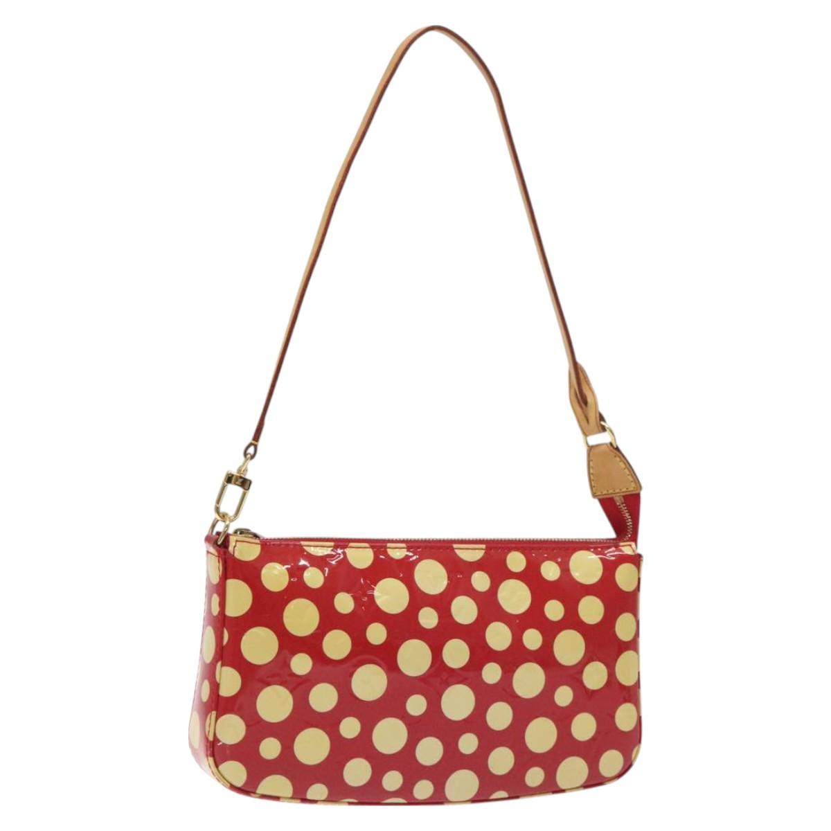 LOUIS VUITTON Vernis Yayoi Kusama Pochette Accessoires Red M91428 Auth 129988V