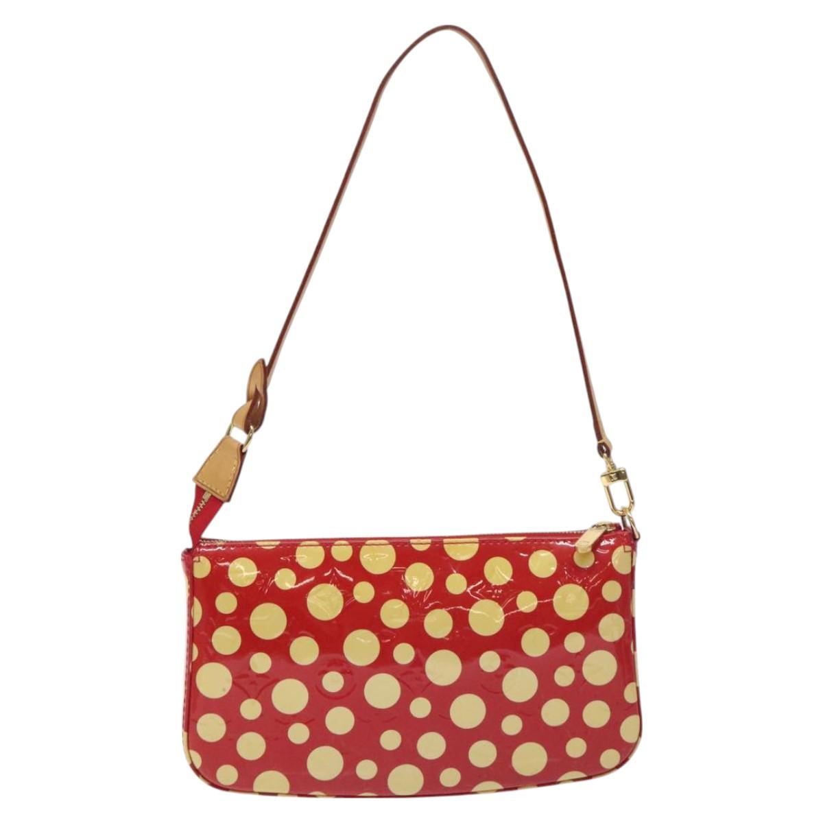 LOUIS VUITTON Vernis Yayoi Kusama Pochette Accessoires Red M91428 Auth 129988V