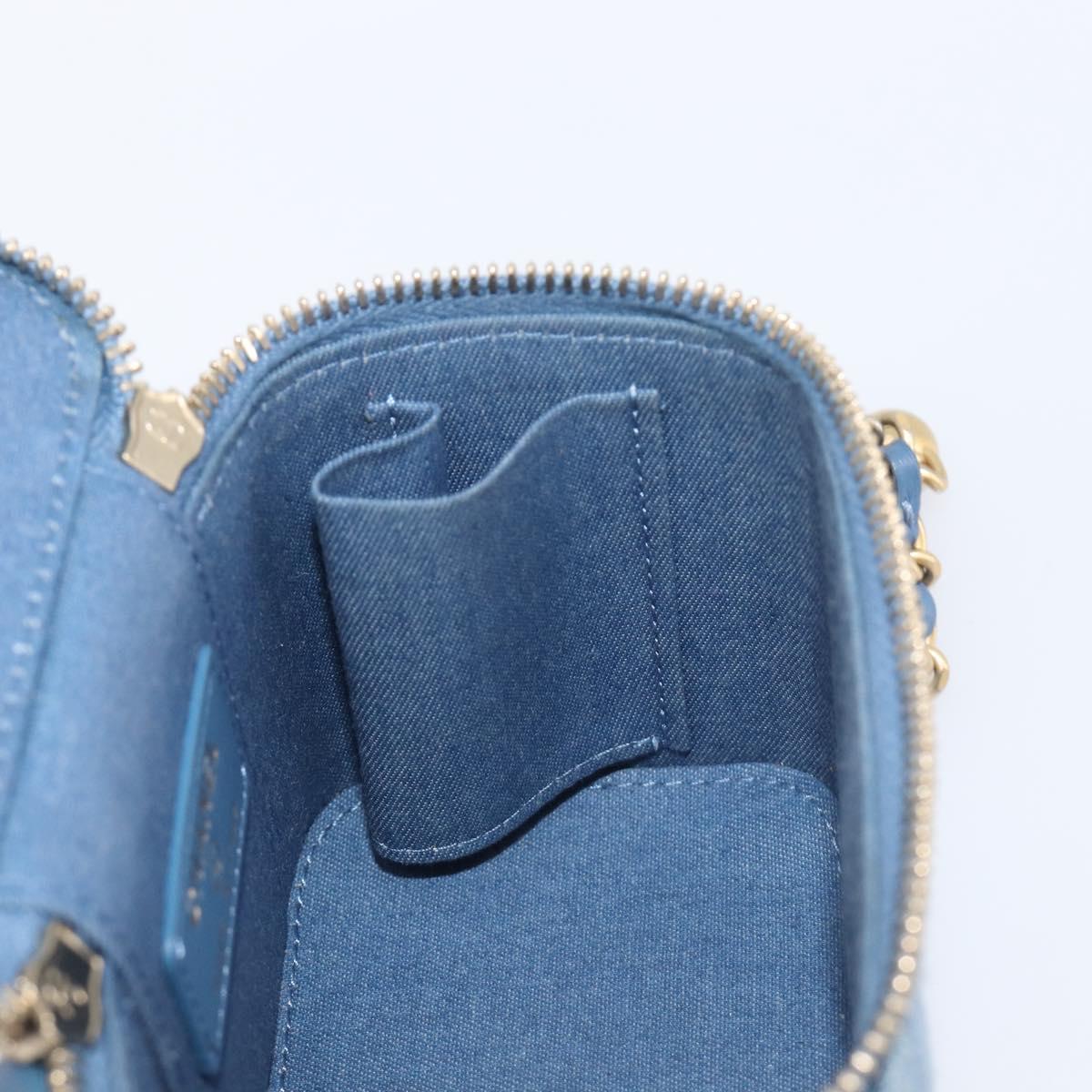 CHANEL Matelasse Chain Shoulder Pouch Bag Denim Blue Gold CC Auth 130041A