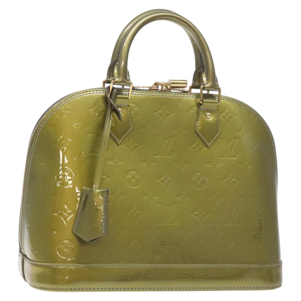 LOUIS VUITTON Monogram Vernis Alma PM Hand Bag Beige poodle M91751 Auth 130047