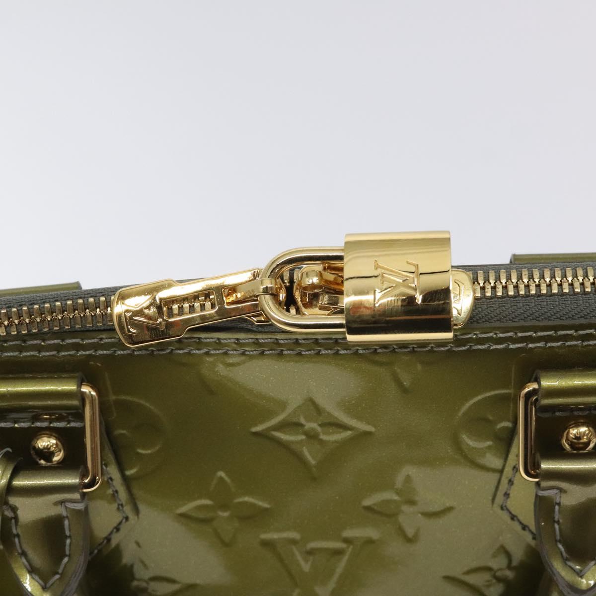 LOUIS VUITTON Monogram Vernis Alma PM Hand Bag Beige poodle M91751 Auth 130047
