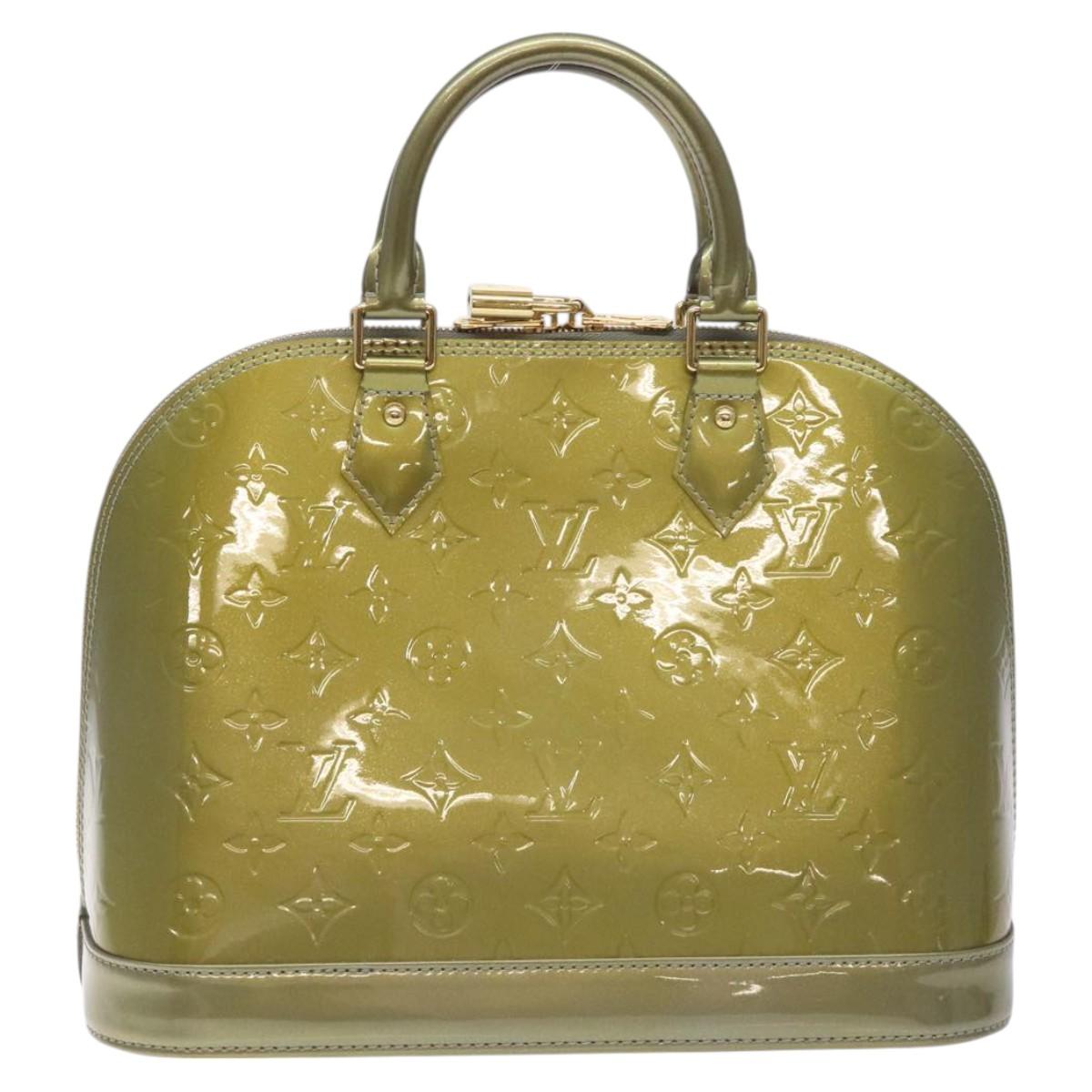 LOUIS VUITTON Monogram Vernis Alma PM Hand Bag Beige poodle M91751 Auth 130047