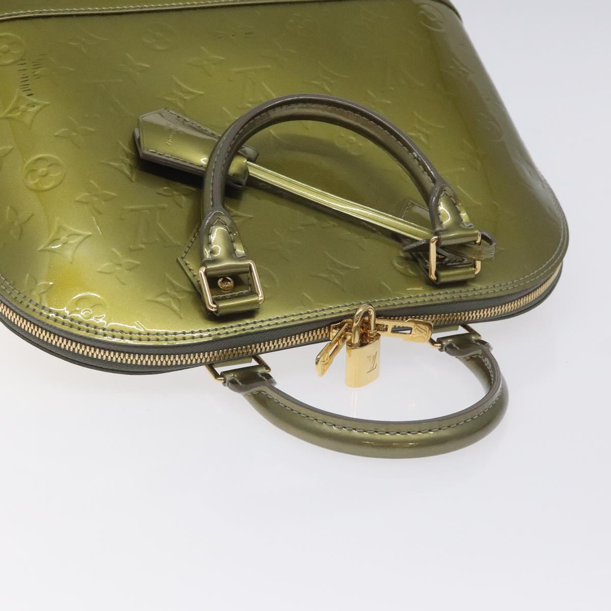 LOUIS VUITTON Monogram Vernis Alma PM Hand Bag Beige poodle M91751 Auth 130047