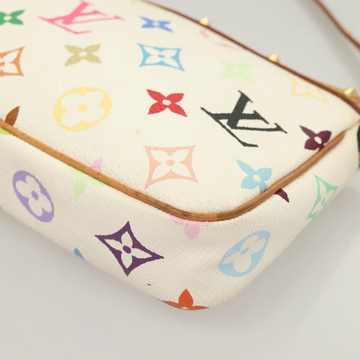 LOUIS VUITTON Multicolor Pochette Accessoires Pouch White M92649 LV Auth 130060