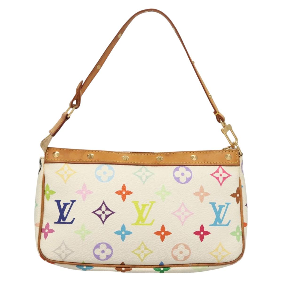 LOUIS VUITTON Multicolor Pochette Accessoires Pouch White M92649 LV Auth 130060
