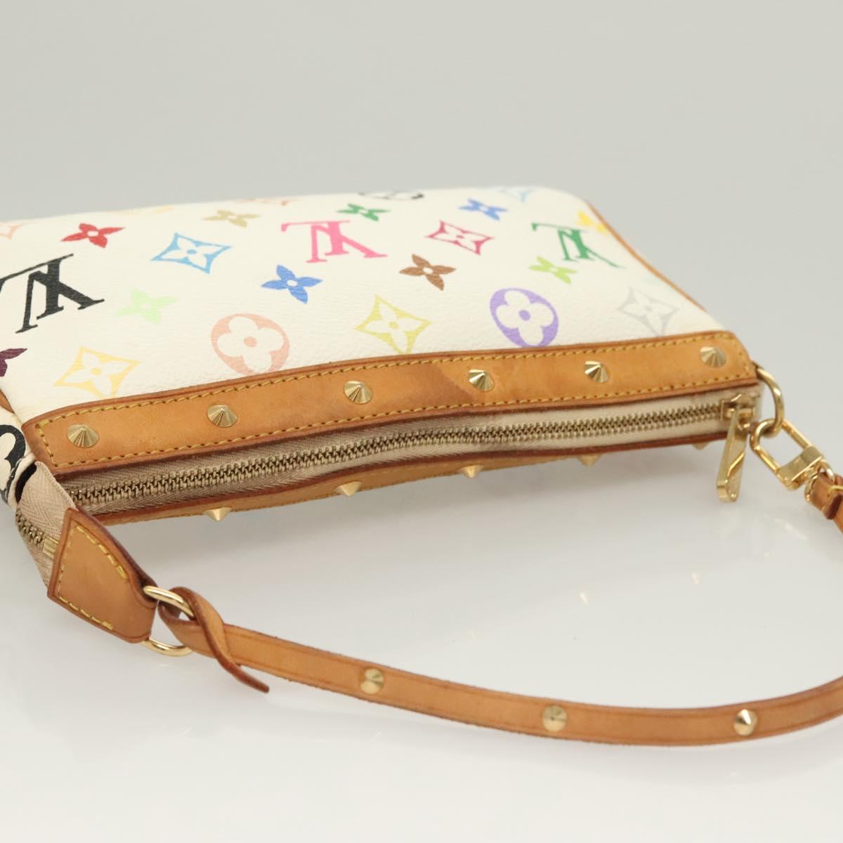 LOUIS VUITTON Multicolor Pochette Accessoires Pouch White M92649 LV Auth 130060