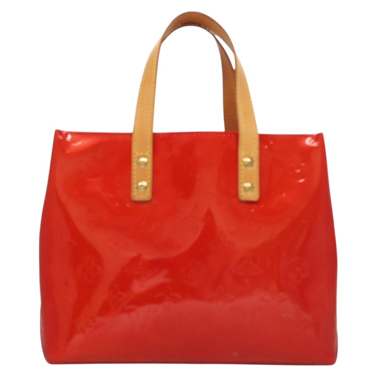 LOUIS VUITTON Monogram Vernis Reade PM Hand Bag Red Rouge M91088 LV Auth 130064