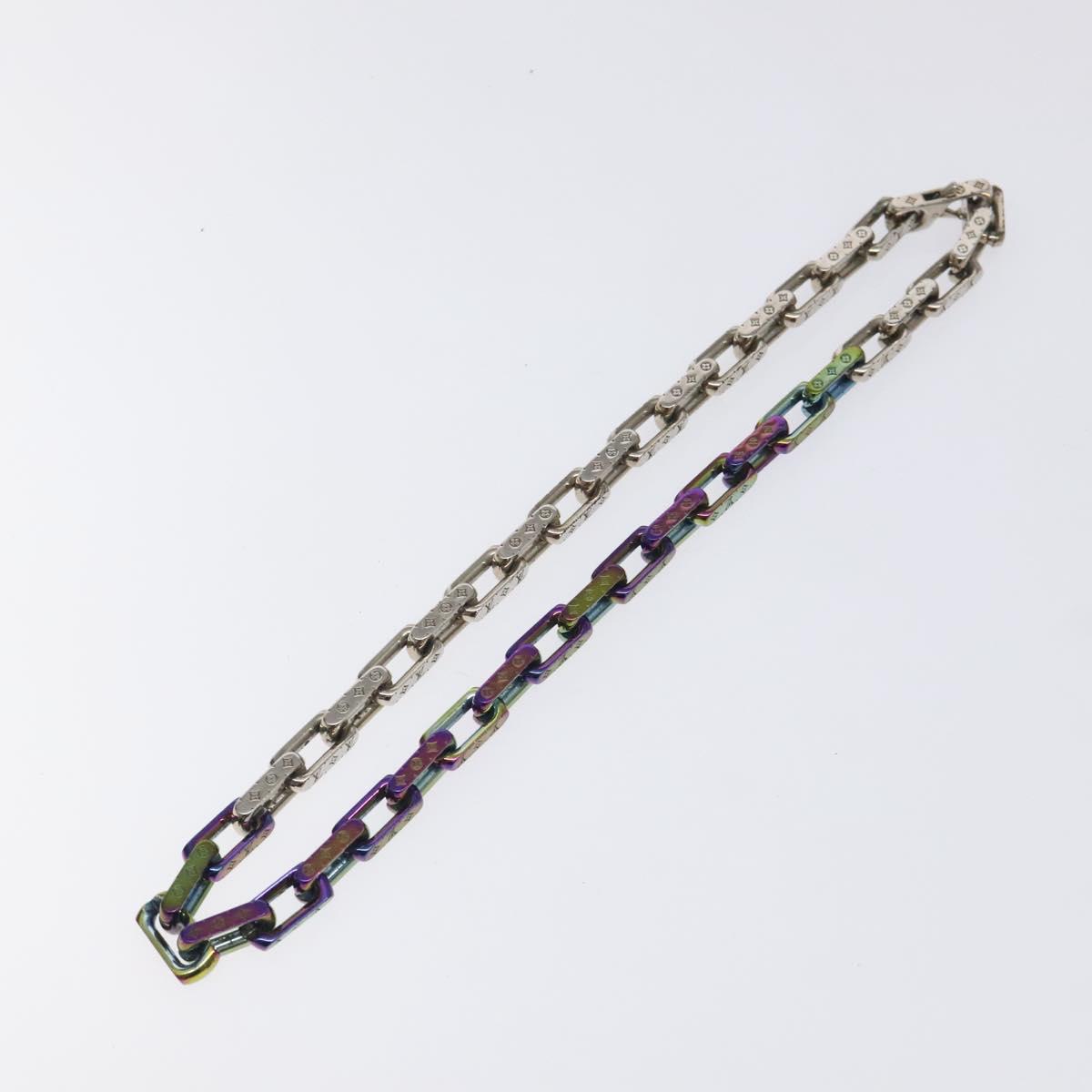 LOUIS VUITTON Monogram Collier Chain Necklace metal Rainbow M69449 Auth 130074