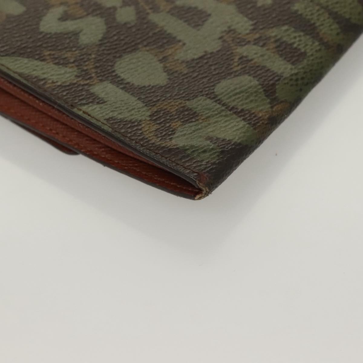 LOUIS VUITTON Monogram Graffiti Porte Monnaie Credit Khaki M92188 Auth 130080