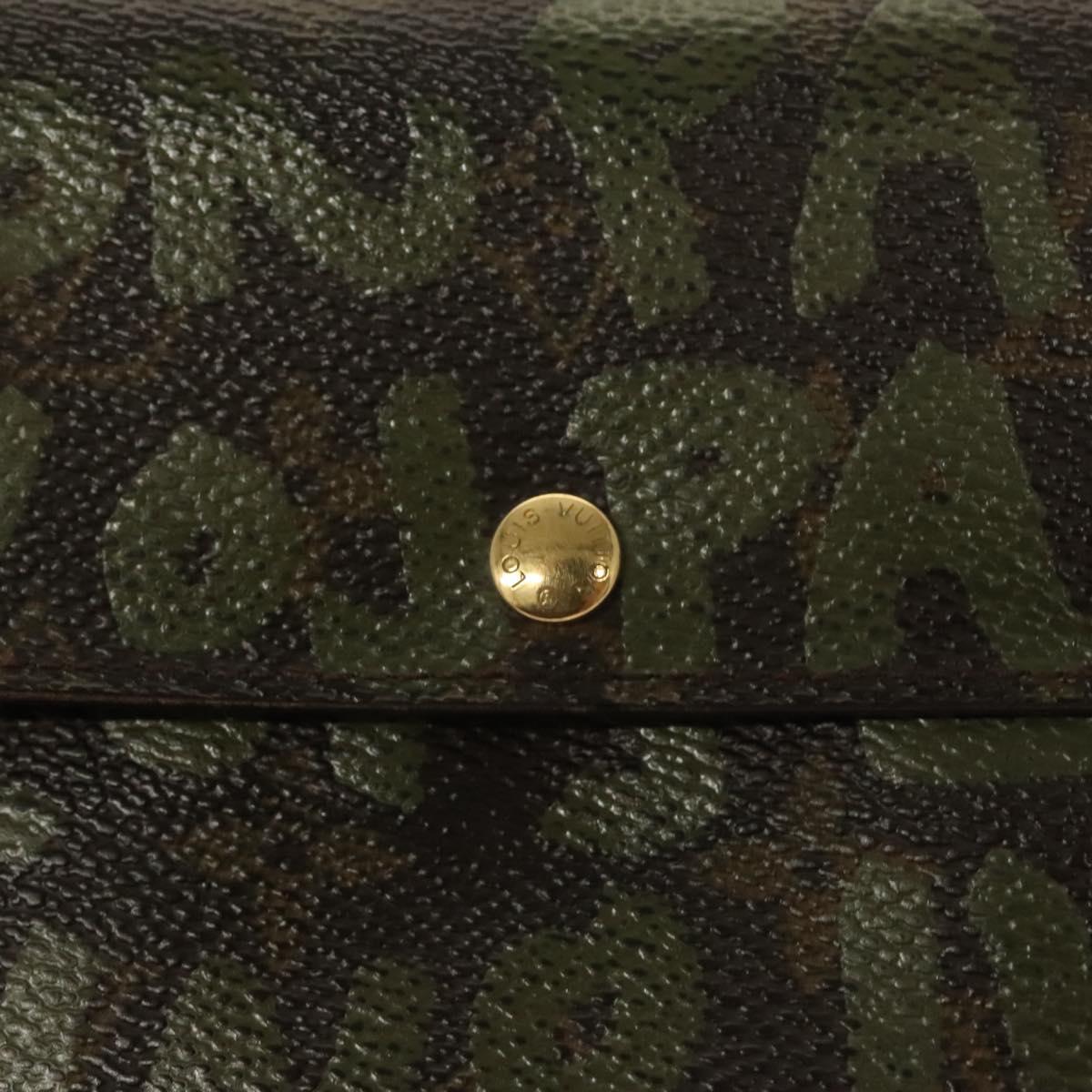 LOUIS VUITTON Monogram Graffiti Porte Monnaie Credit Khaki M92188 Auth 130080