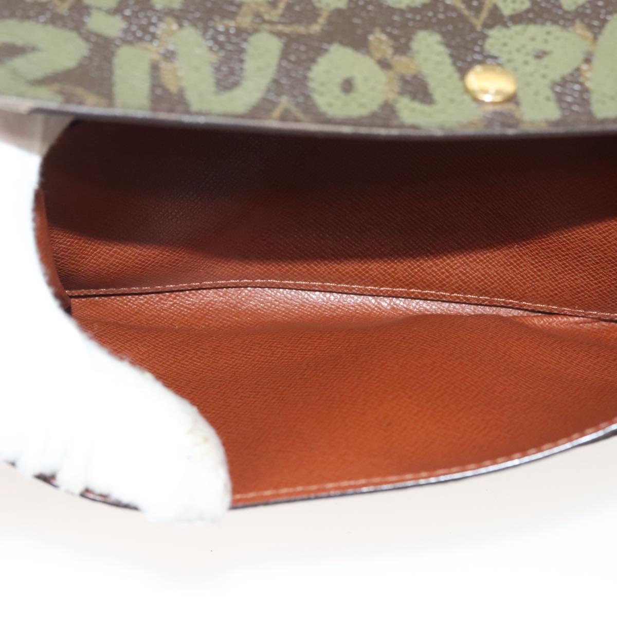 LOUIS VUITTON Monogram Graffiti Porte Monnaie Credit Khaki M92188 Auth 130080