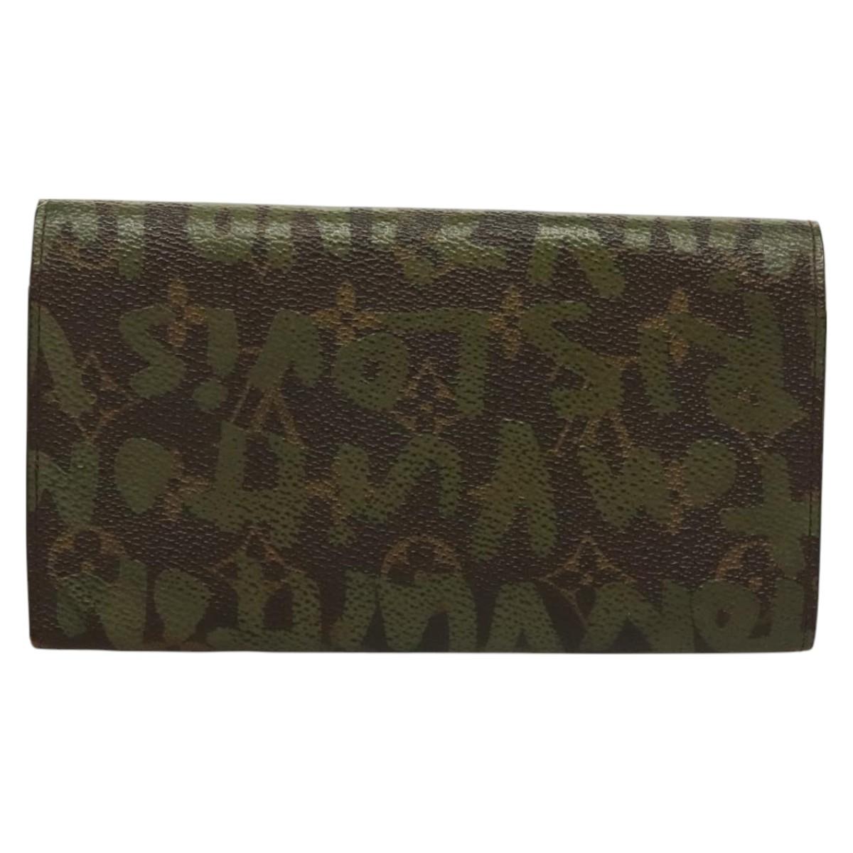 LOUIS VUITTON Monogram Graffiti Porte Monnaie Credit Khaki M92188 Auth 130080