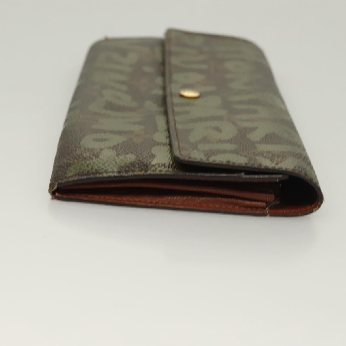 LOUIS VUITTON Monogram Graffiti Porte Monnaie Credit Khaki M92188 Auth 130080