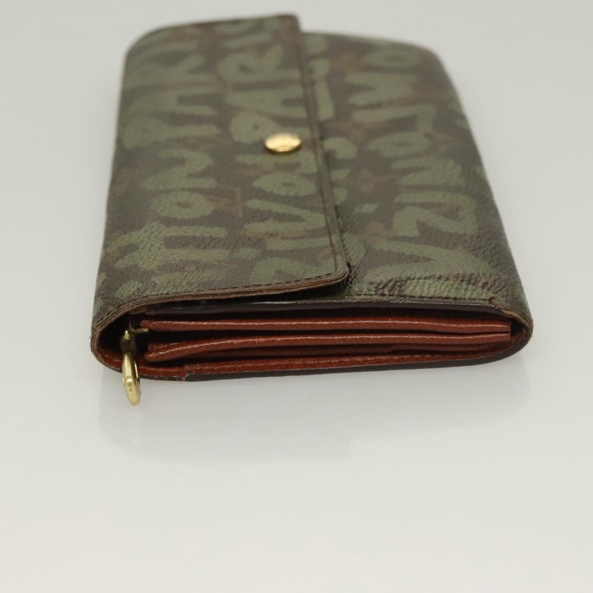 LOUIS VUITTON Monogram Graffiti Porte Monnaie Credit Khaki M92188 Auth 130080