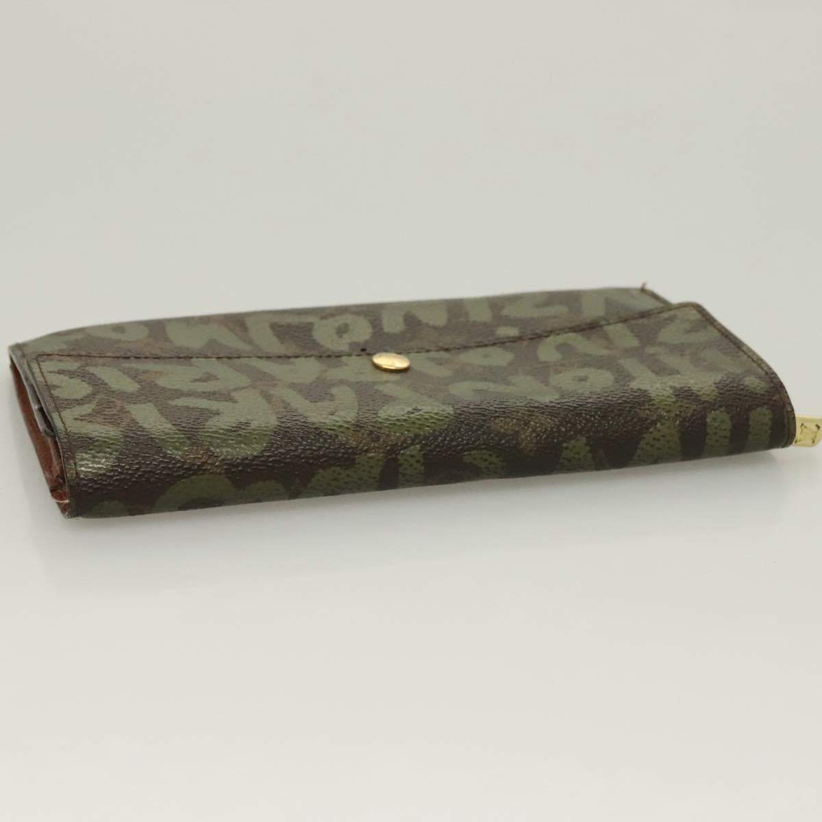 LOUIS VUITTON Monogram Graffiti Porte Monnaie Credit Khaki M92188 Auth 130080