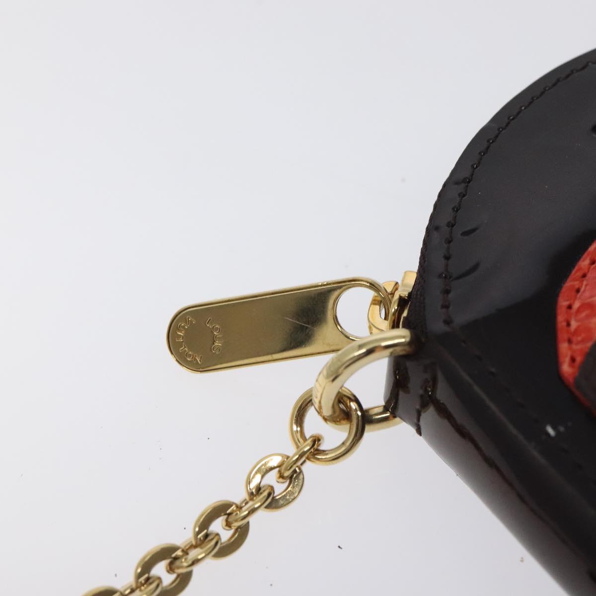 LOUIS VUITTON Vernis Porte Monnaie Ecruil Coin Purse Amarante M91386 Auth 130084