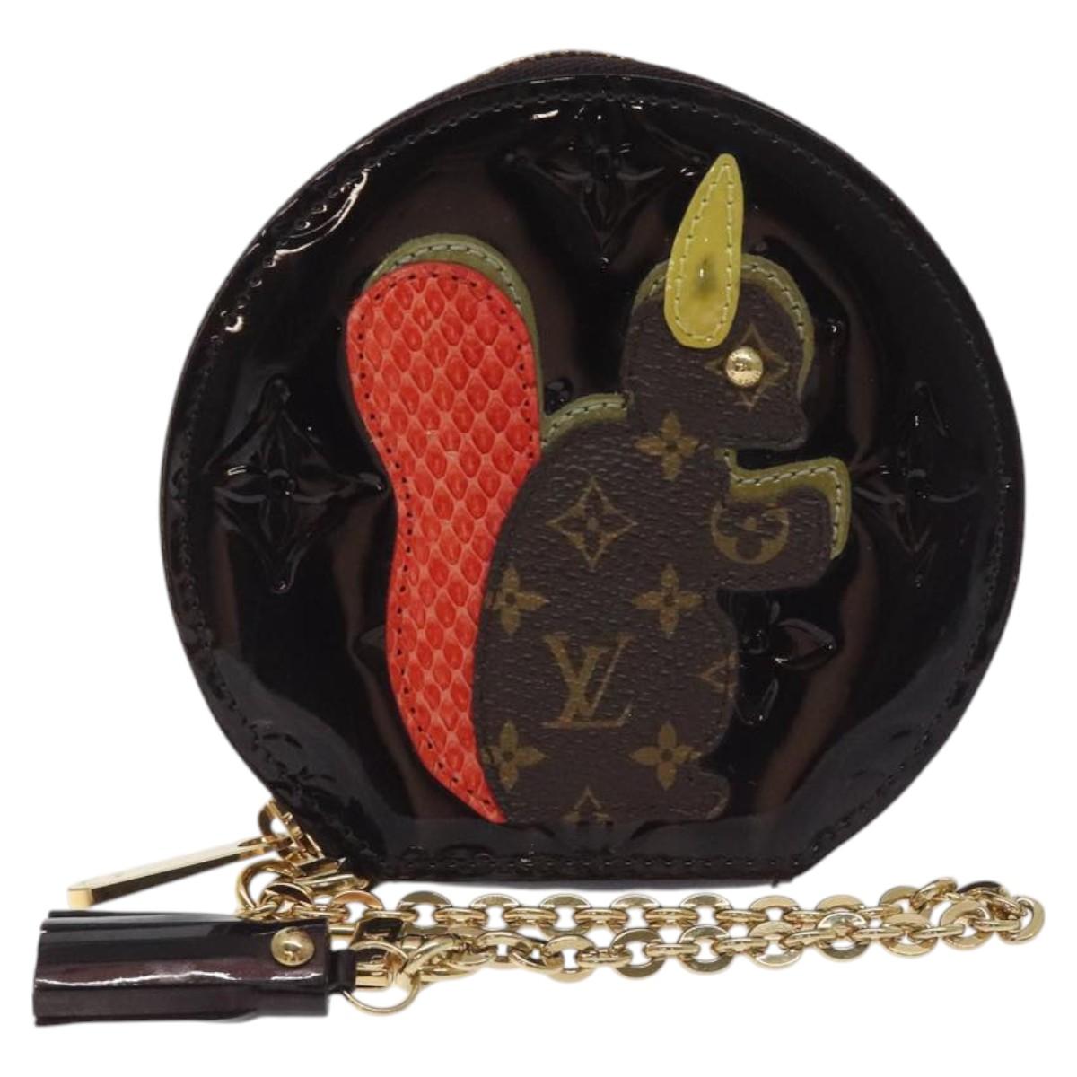 LOUIS VUITTON Vernis Porte Monnaie Ecruil Coin Purse Amarante M91386 Auth 130084