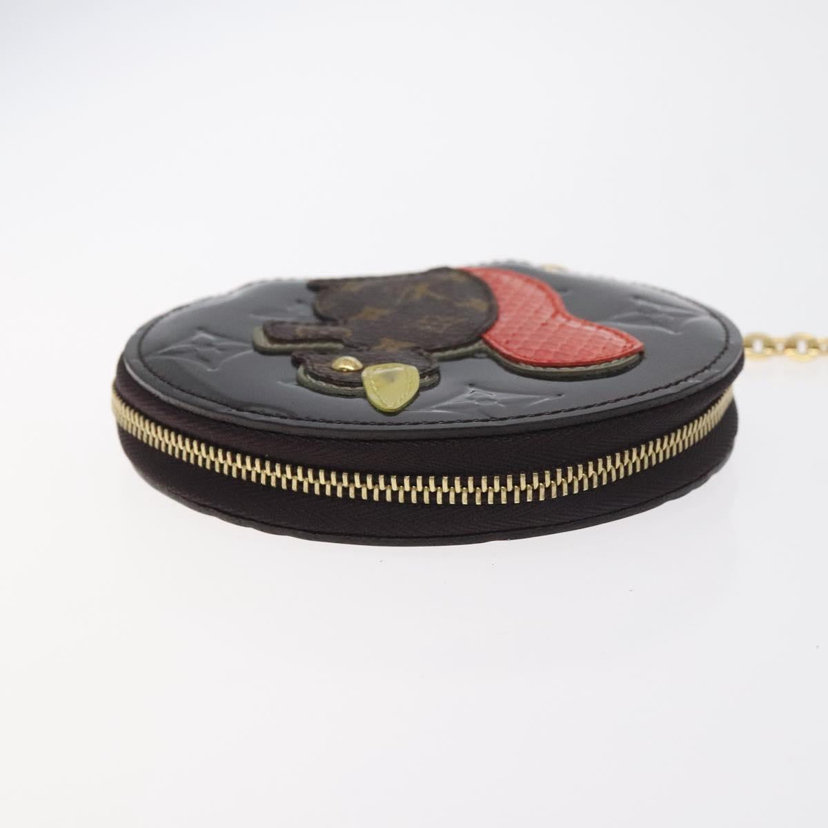 LOUIS VUITTON Vernis Porte Monnaie Ecruil Coin Purse Amarante M91386 Auth 130084