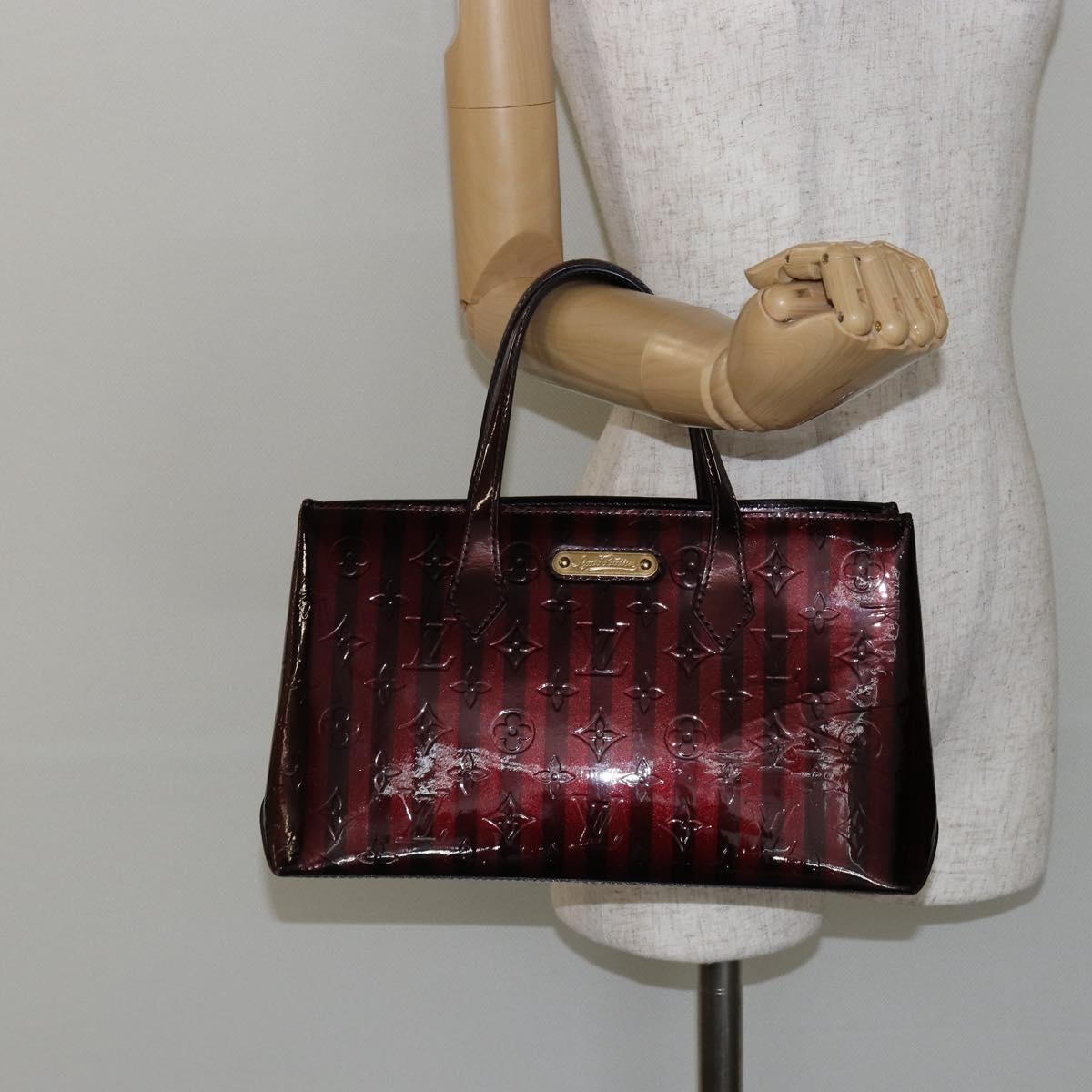 LOUIS VUITTON VernisRayure Wilshire PM Bag Pomme D'amour M91701 LV Auth 130089