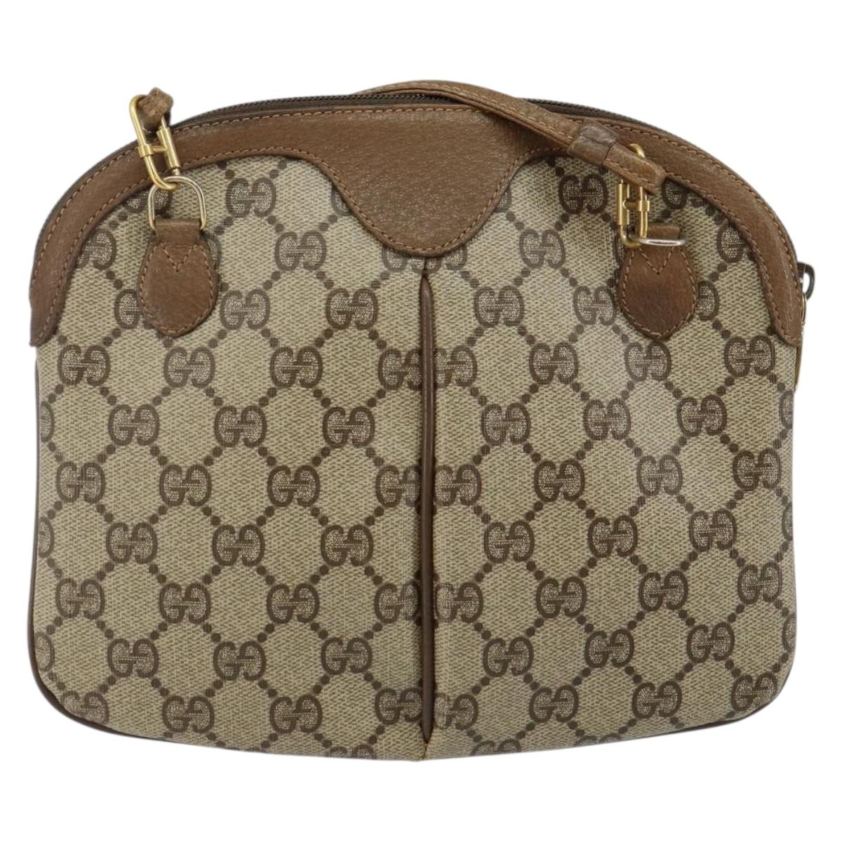 GUCCI GG Supreme Web Sherry Line Bag PVC Beige Gold 904 02 047 Auth 130090