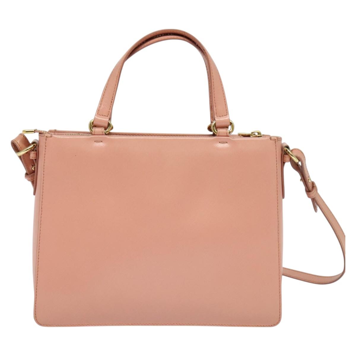 Salvatore Ferragamo Vala Hand Bag Leather 2way Pink Gold Auth 130110