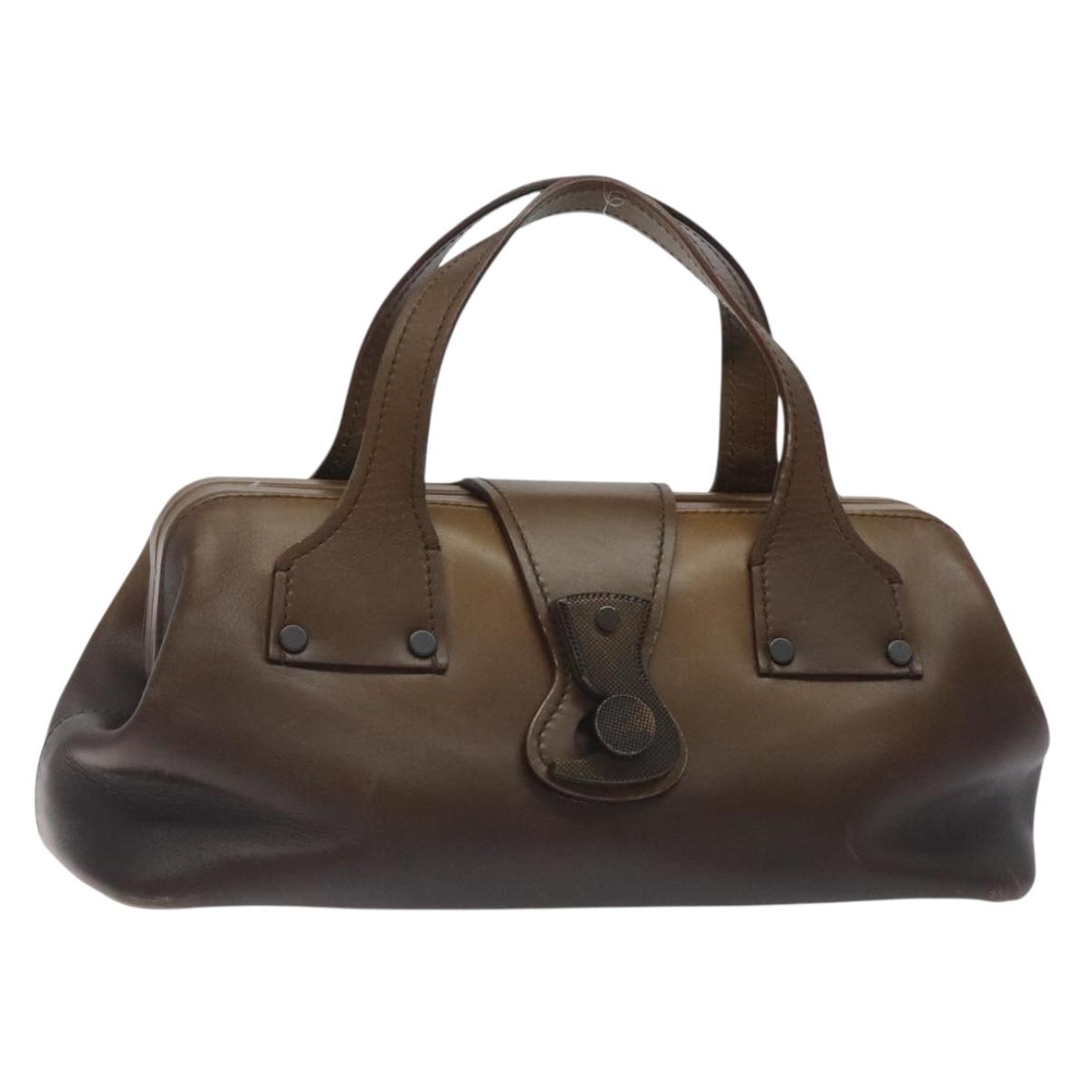 GUCCI Hand Bag Leather Brown 105378 Auth 130111