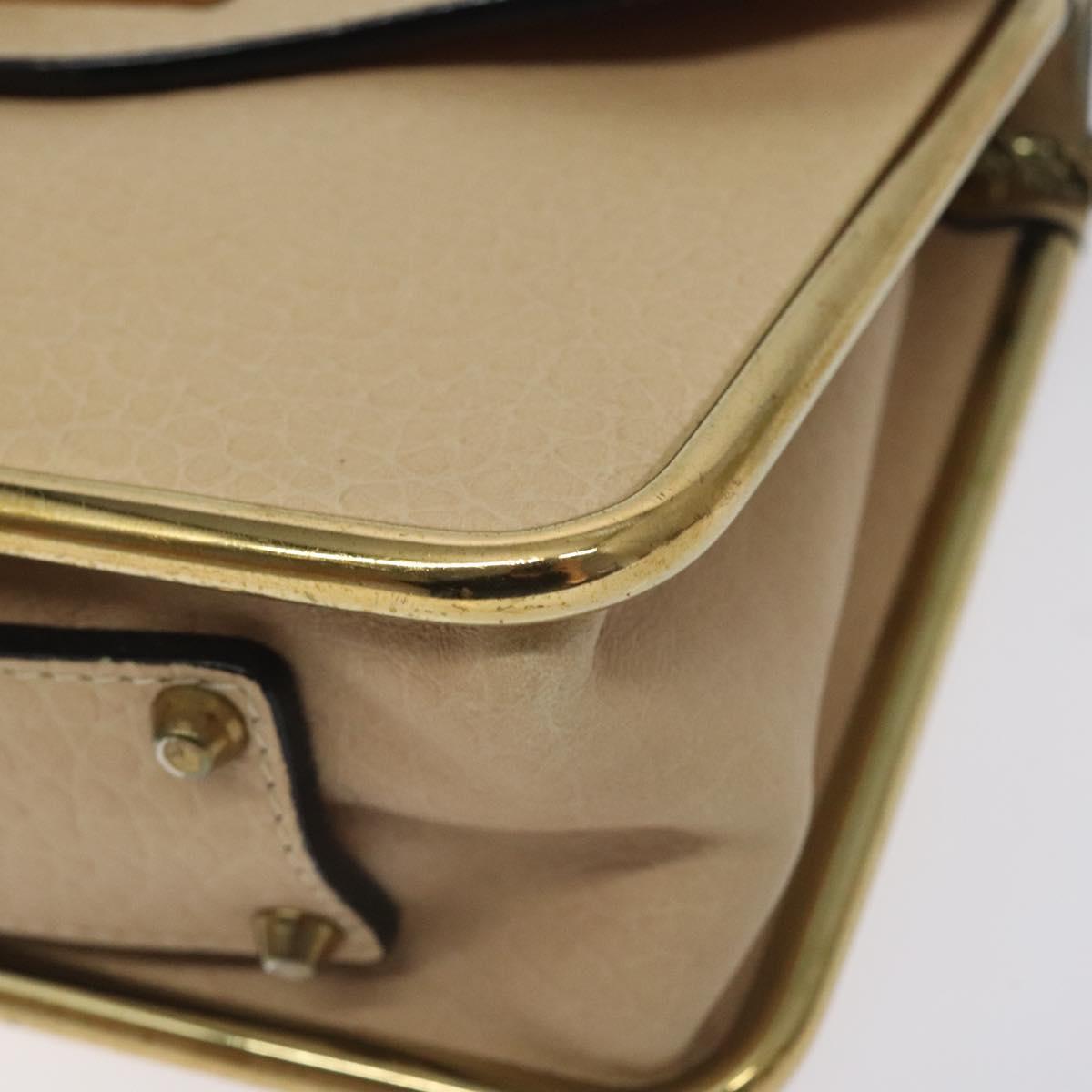Chloe Chain Sally Shoulder Bag Leather Beige Gold Auth 130115