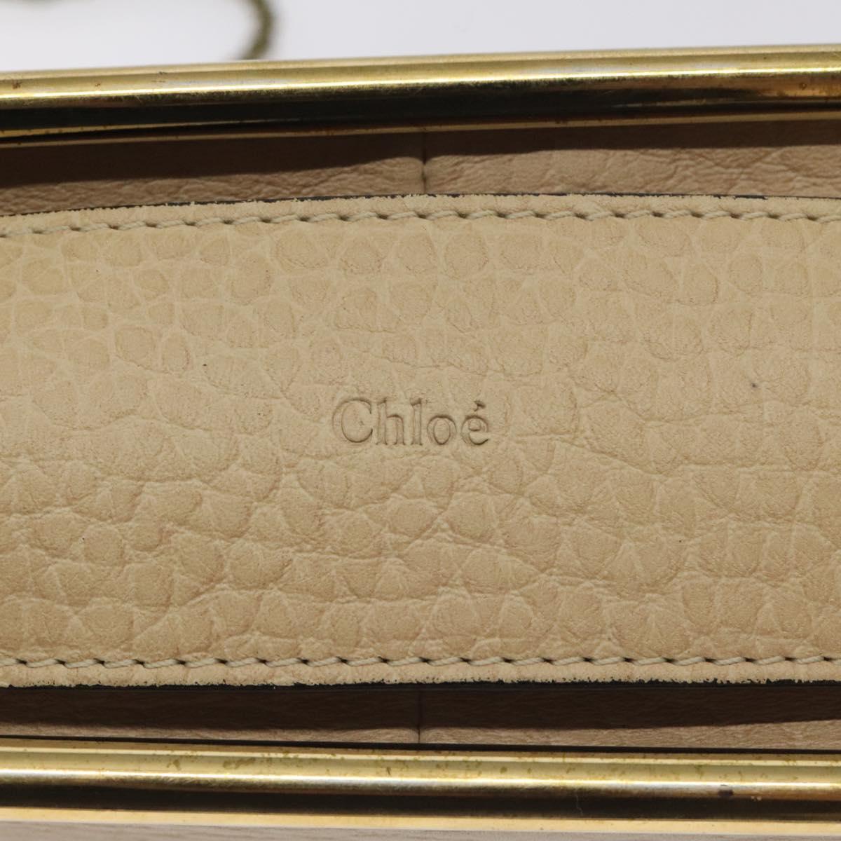 Chloe Chain Sally Shoulder Bag Leather Beige Gold Auth 130115