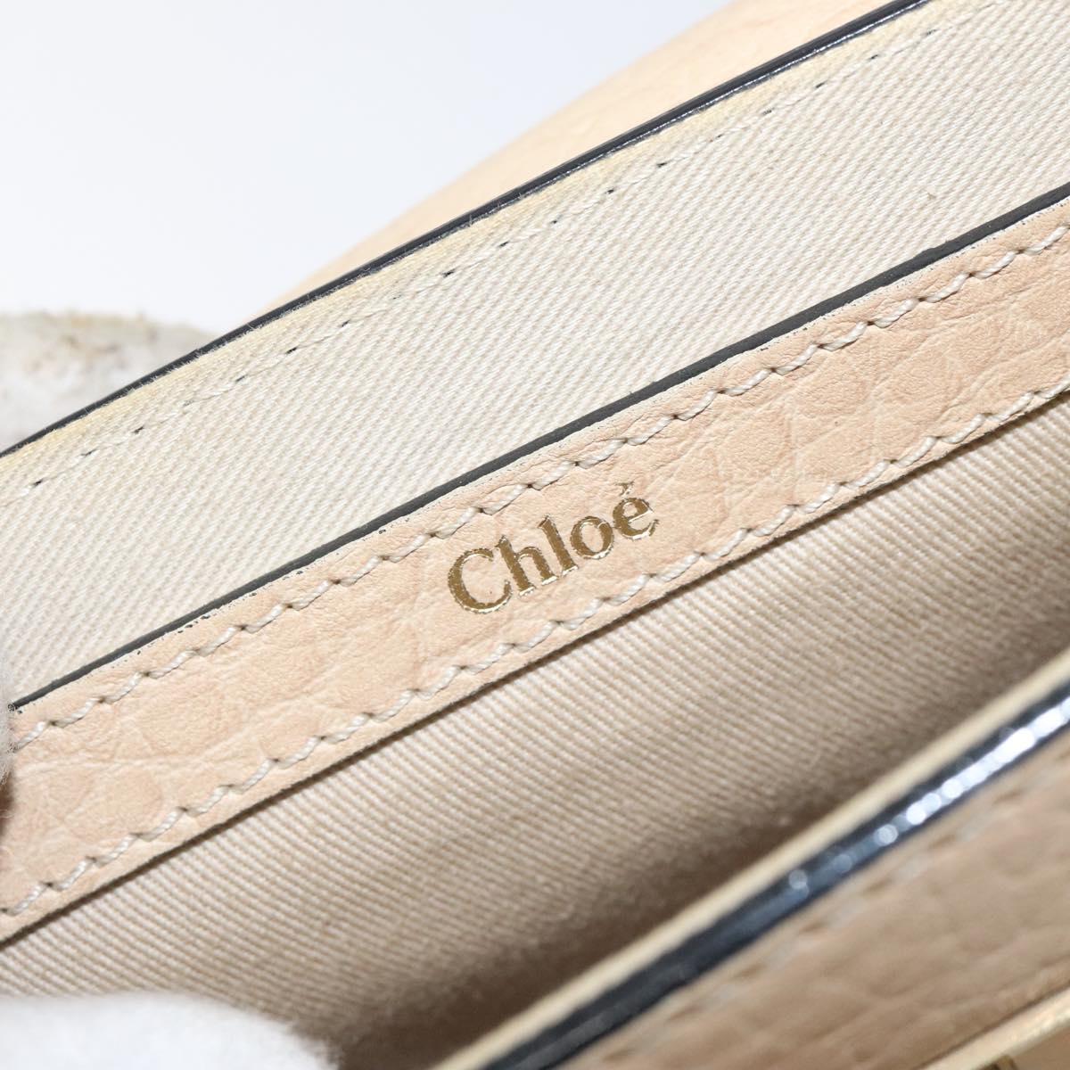 Chloe Chain Sally Shoulder Bag Leather Beige Gold Auth 130115
