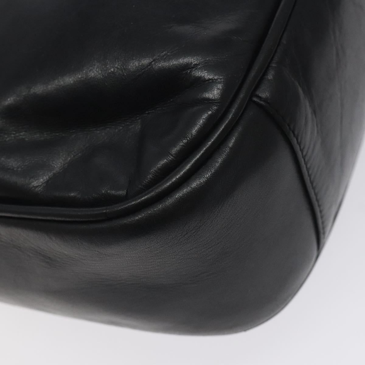 GUCCI Bamboo Hand Bag Leather Black Gold 001 2113 1638 Auth 130141