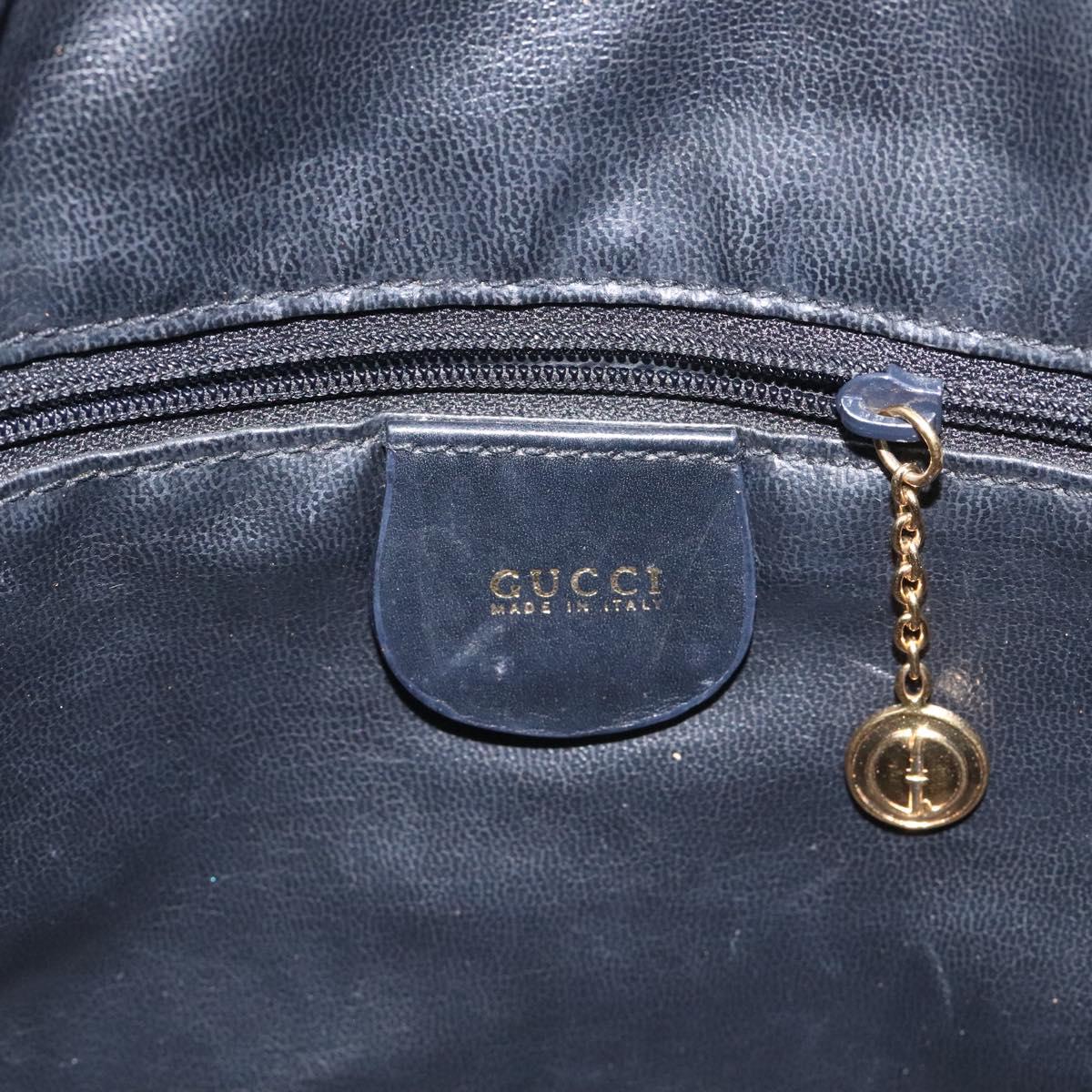 GUCCI Bamboo Hand Bag Leather Black Gold 001 2113 1638 Auth 130141