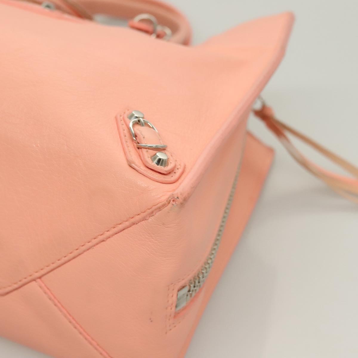 BALENCIAGA The Paper A6 Hand Bag Leather 2way Pink Silver 370926 Auth 130150
