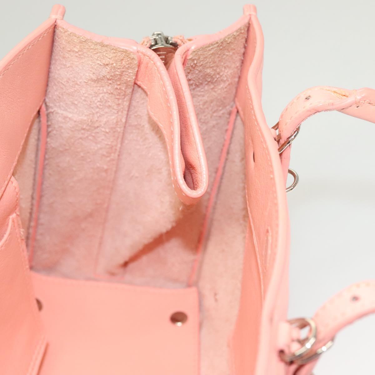 BALENCIAGA The Paper A6 Hand Bag Leather 2way Pink Silver 370926 Auth 130150