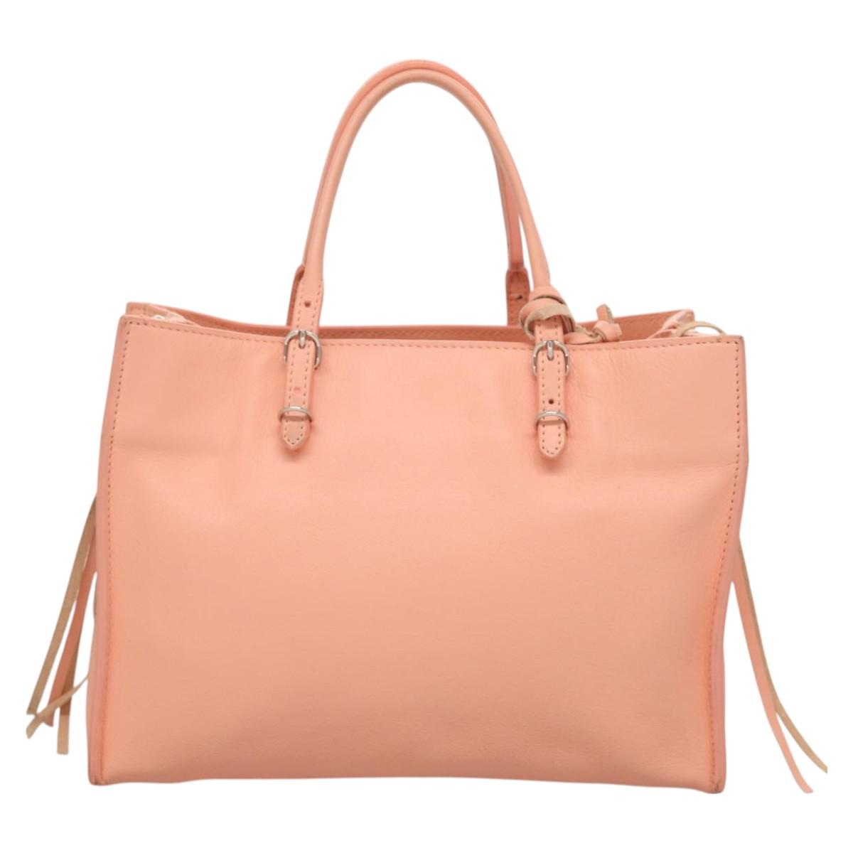 BALENCIAGA The Paper A6 Hand Bag Leather 2way Pink Silver 370926 Auth 130150