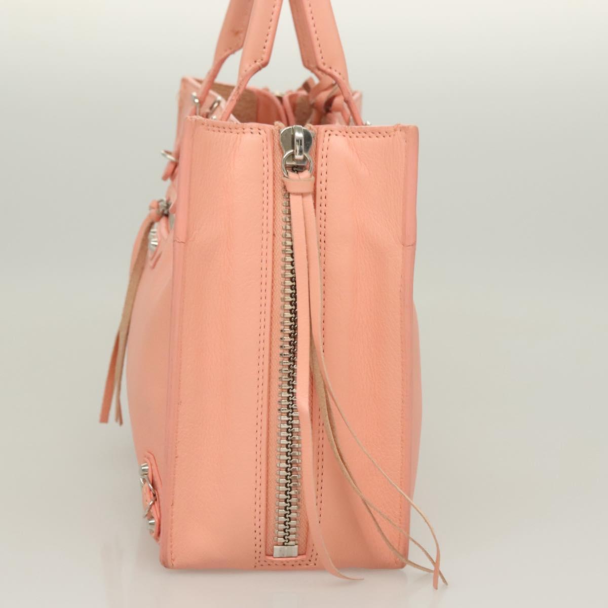 BALENCIAGA The Paper A6 Hand Bag Leather 2way Pink Silver 370926 Auth 130150
