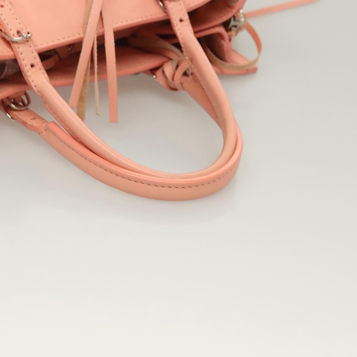 BALENCIAGA The Paper A6 Hand Bag Leather 2way Pink Silver 370926 Auth 130150