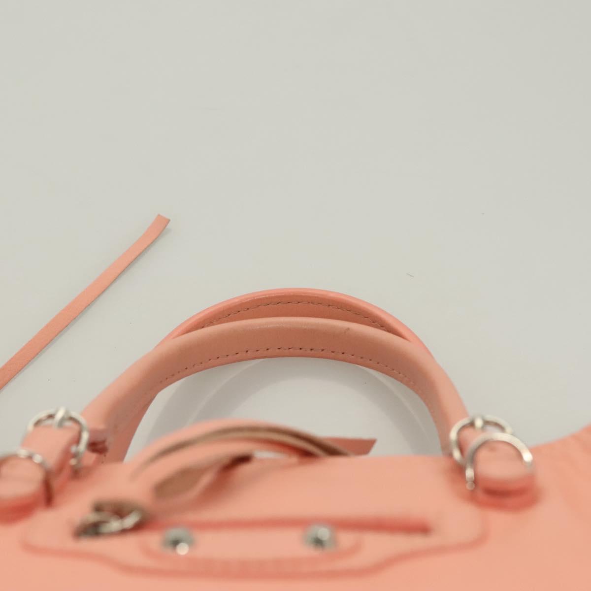 BALENCIAGA The Paper A6 Hand Bag Leather 2way Pink Silver 370926 Auth 130150