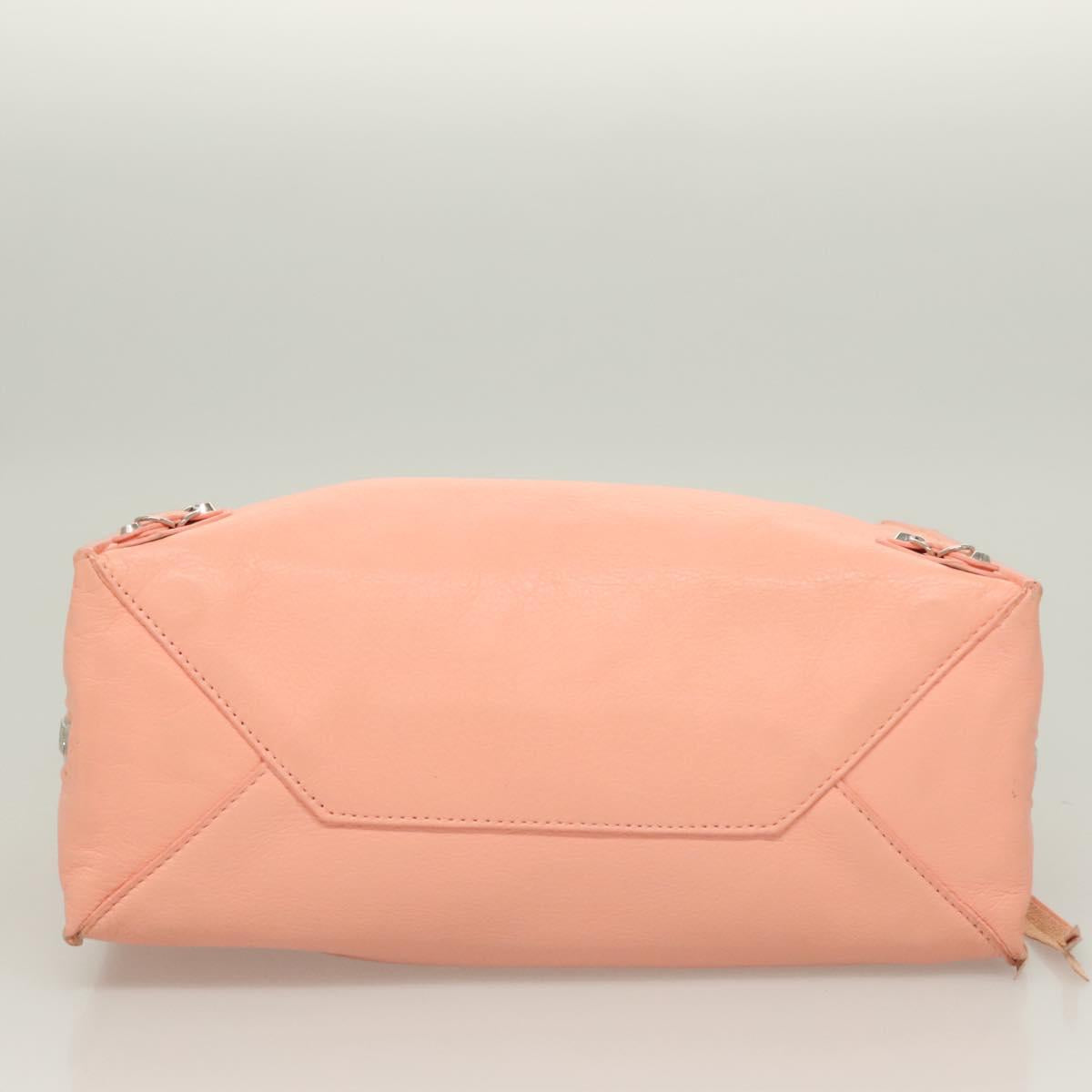 BALENCIAGA The Paper A6 Hand Bag Leather 2way Pink Silver 370926 Auth 130150