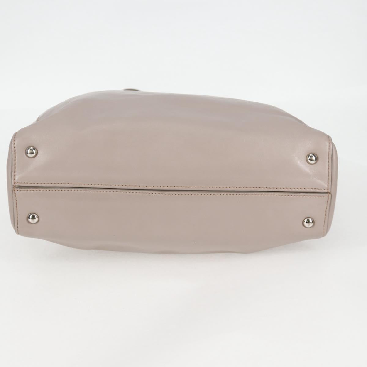 Miu Miu Tote Bag Leather Silver Light gray Auth 130156V