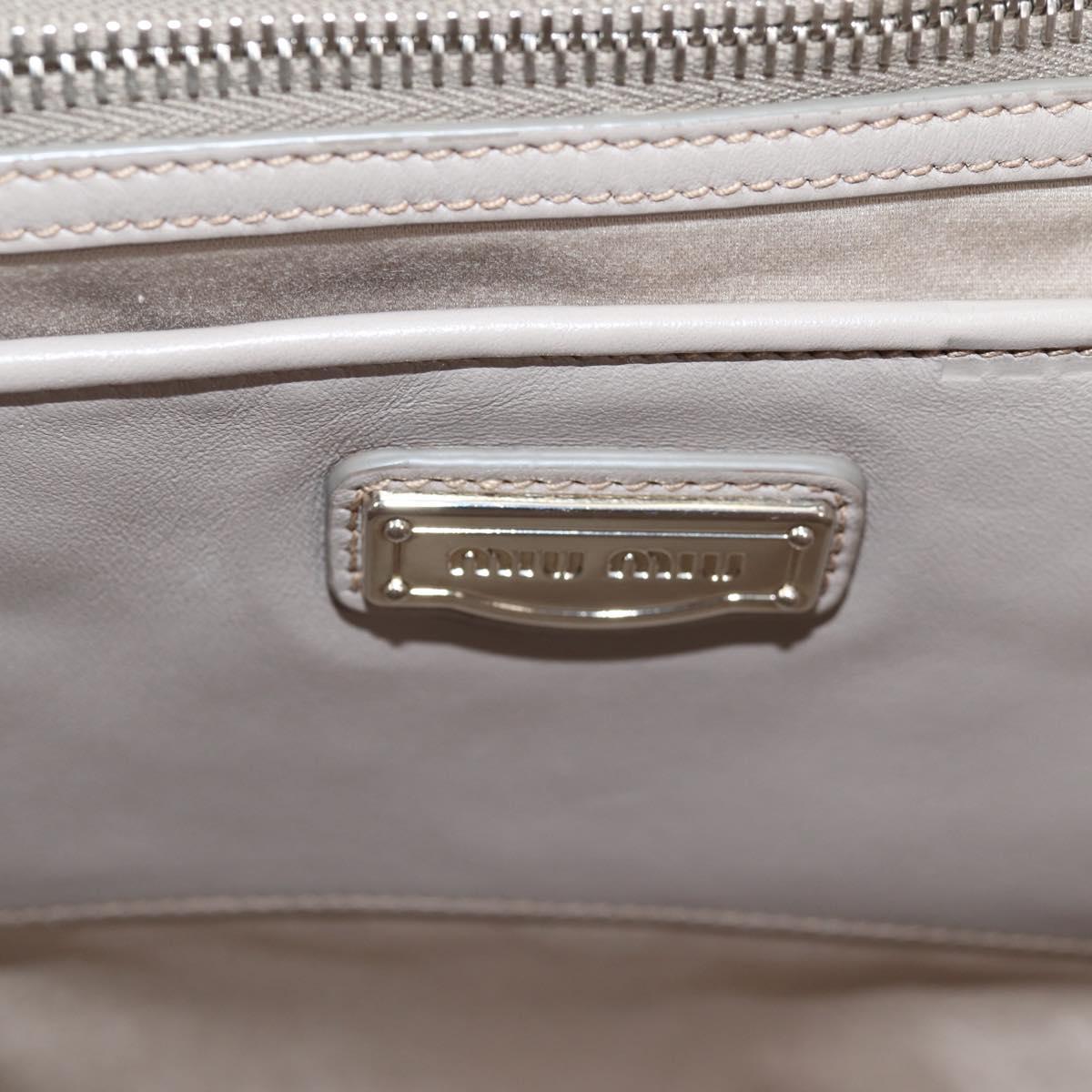 Miu Miu Tote Bag Leather Silver Light gray Auth 130156V