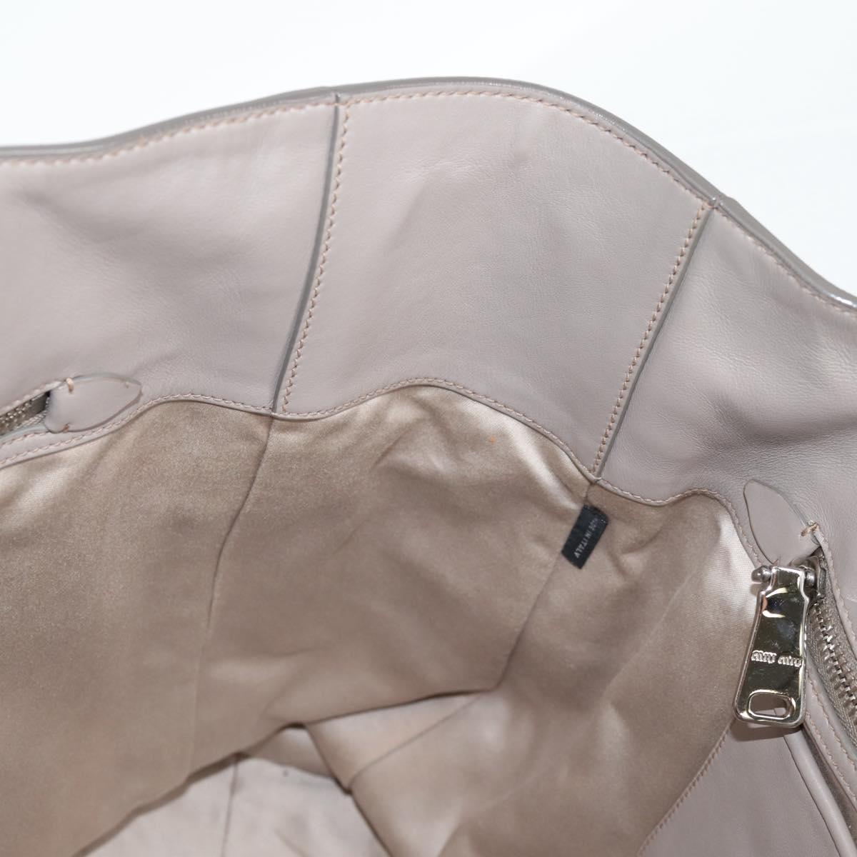 Miu Miu Tote Bag Leather Silver Light gray Auth 130156V