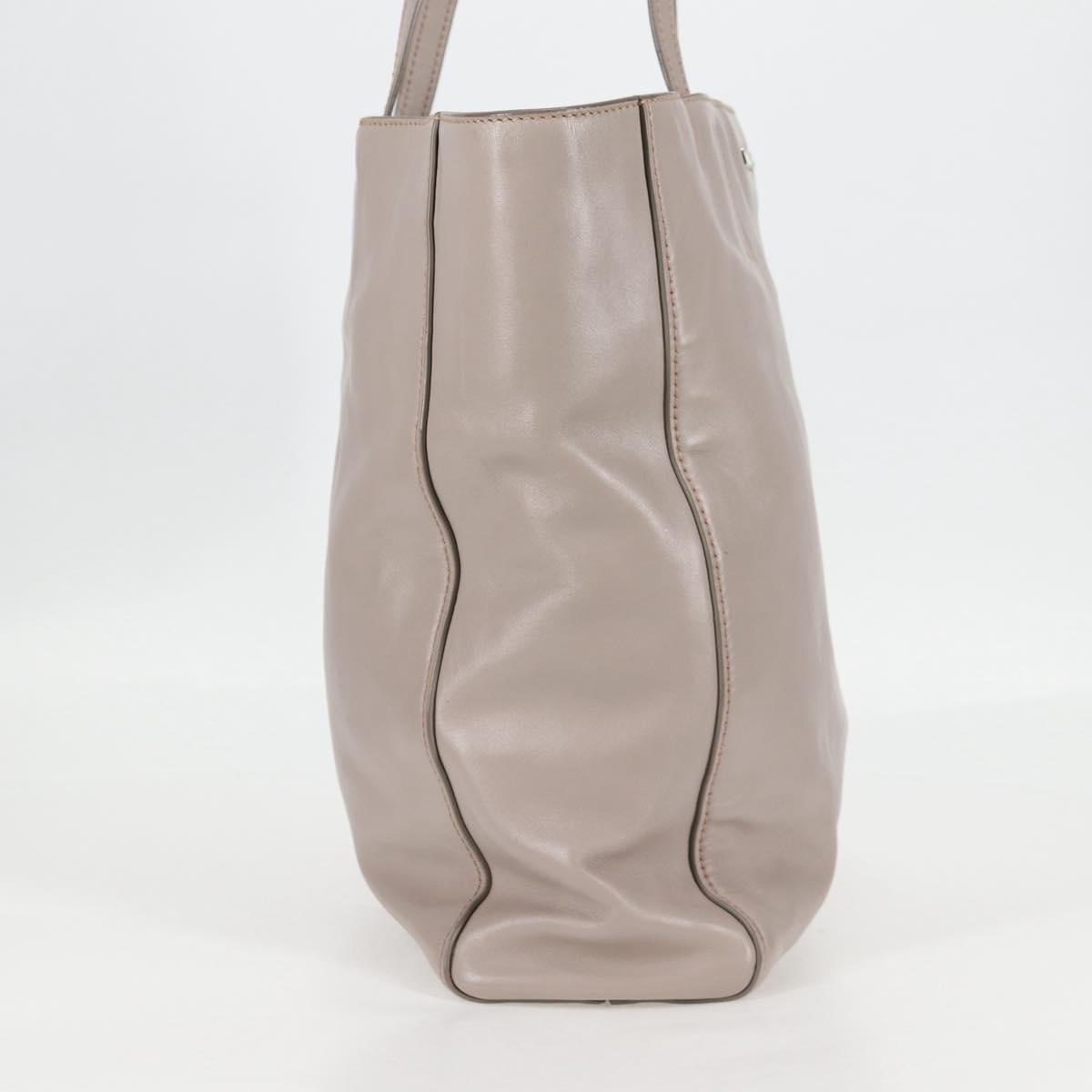 Miu Miu Tote Bag Leather Silver Light gray Auth 130156V