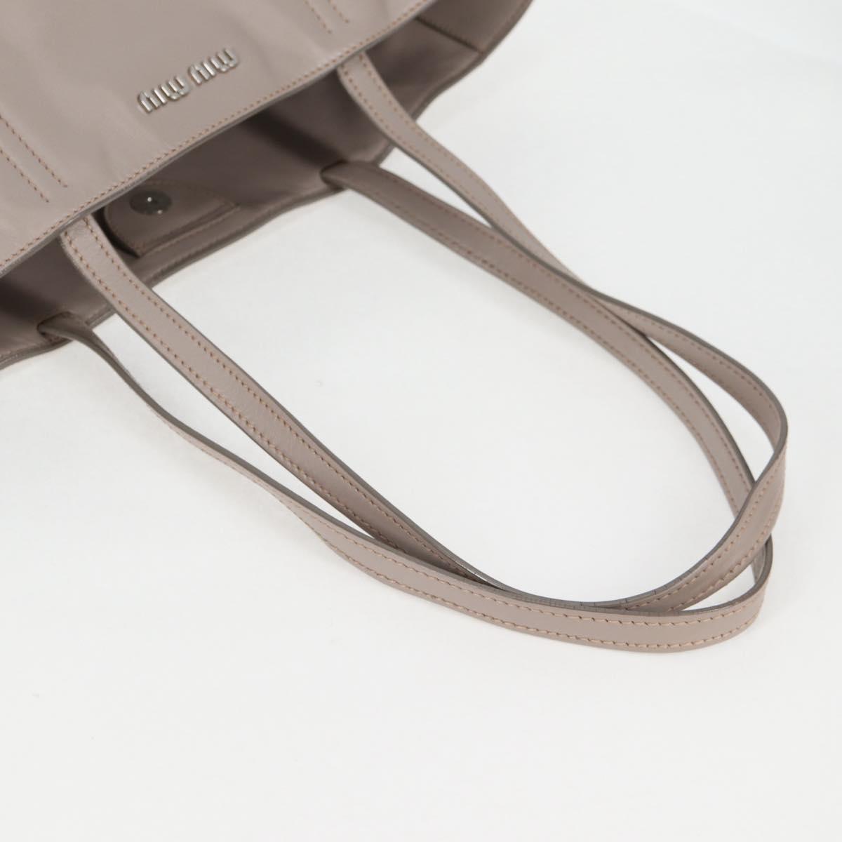 Miu Miu Tote Bag Leather Silver Light gray Auth 130156V